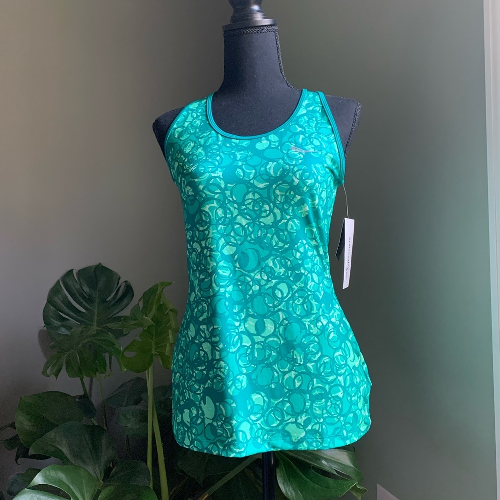 Saucony Run Dry Green Circles Racer Back Tank